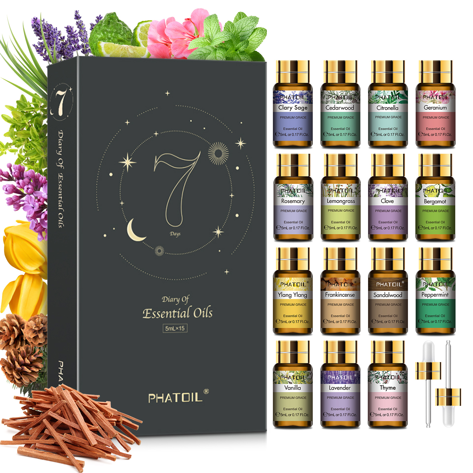Home Fragrance Lemongrass - PHATOIL 15 Bottles Essential Oil Set