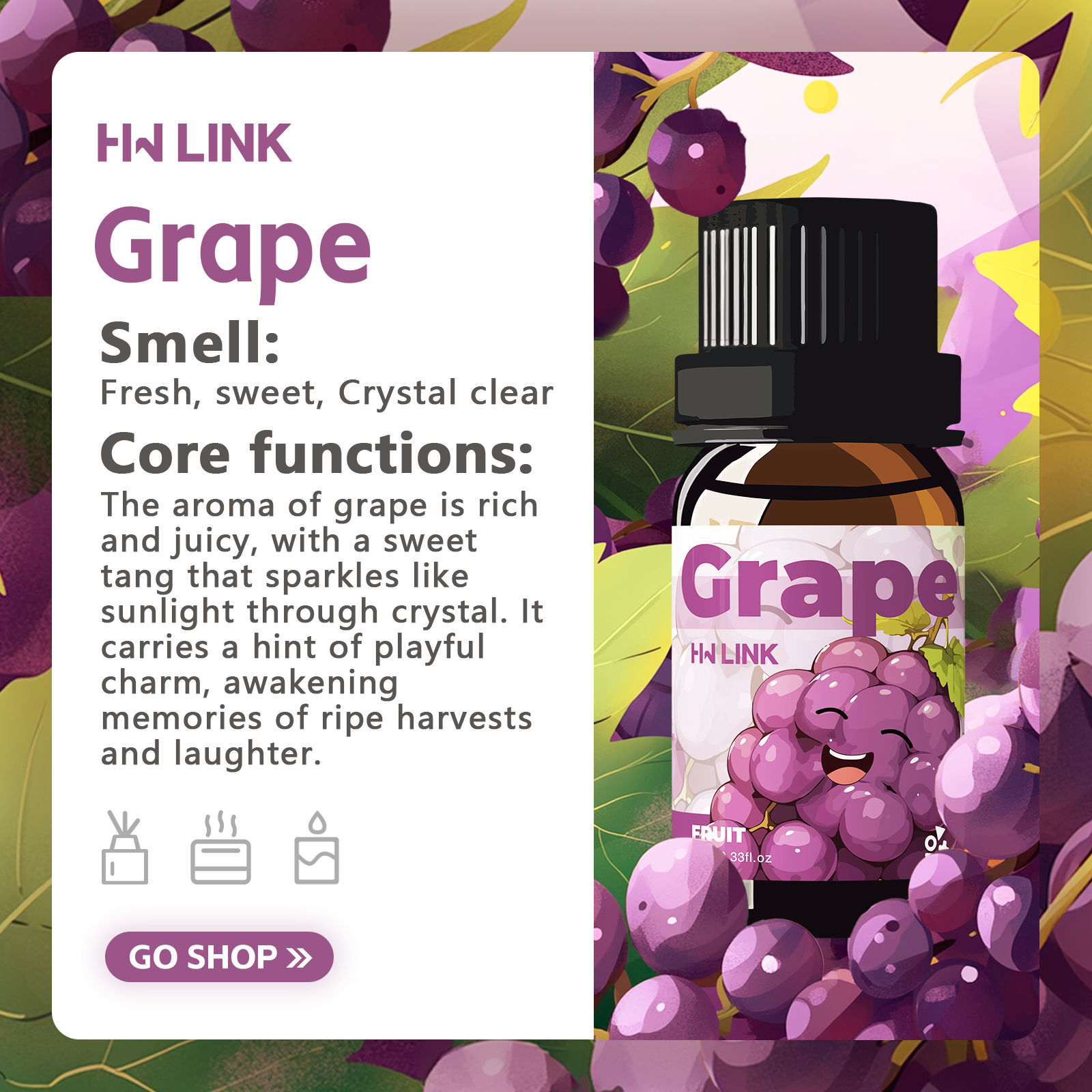 Grape Essential Oil 10ml Perfu - Home Fragrance Products のレビューと価格